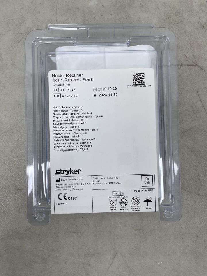 7243 - STRYKER - Nostril Retainer, Size 6, (EA) - ( Expiry Date: 2024-11-30 )
