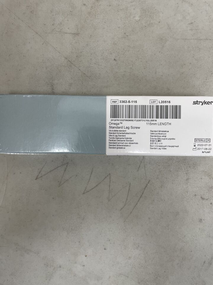 3362-5-115 - STRYKER - Omega + Plus Standard Lag Screw 13mm x 115mm, (BX/1) - ( Expiry Date: 2022-07-31 )