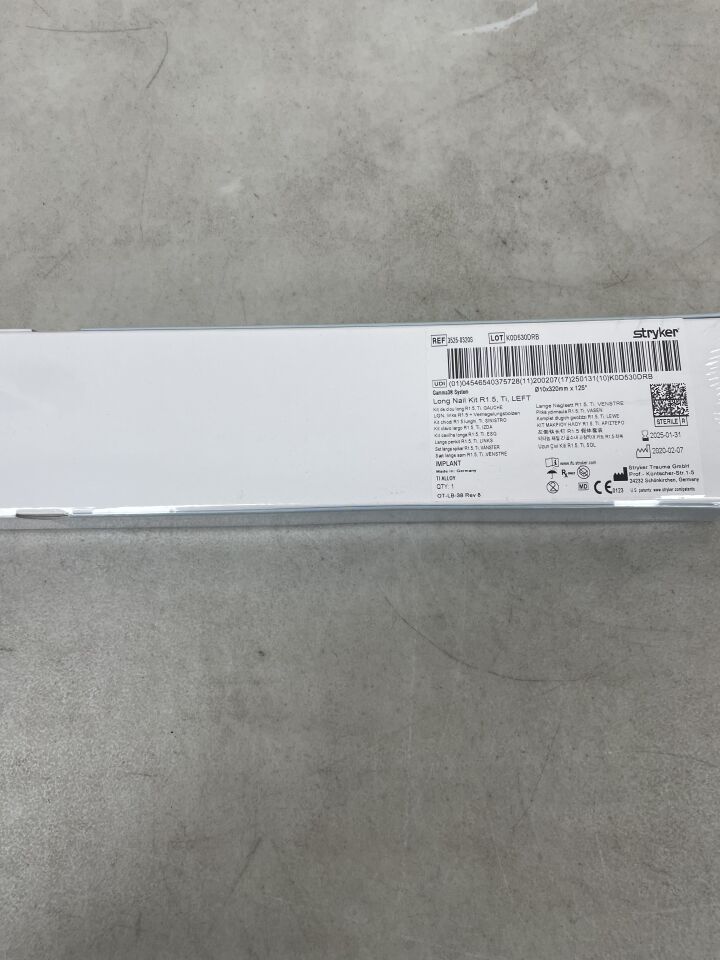 3525-0320S - STRYKER - Gamma3 System Long Nail Kit, R1.5, Ti, Left, 10 x 320mm x 125 Degree, (BX/1) - ( Expiry Date: 2025-01-31 )