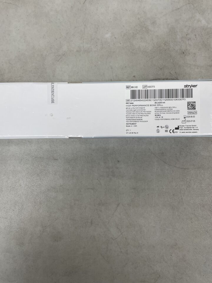 5085-2-032 - STRYKER - High Performance Bone Drill: 3.2mm x 200mm, (BX/1) - ( Expiry Date: 2025-06-30 )