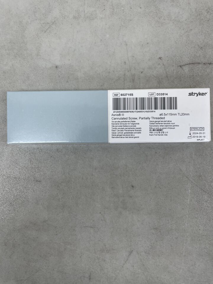 602715S - STRYKER - Asnis III Cannulated Screw, Partially Threaded, 6.5 x 115mm, (BX/1) - ( Expiry Date: 2024-05-31 )