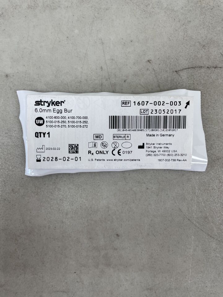 1607-002-003 - STRYKER - Egg Bur, 6.0mm , ( EA ) - ( Expiry Date : 2028-02-01 )