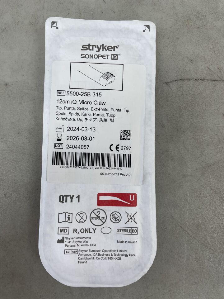 5500-25B-315 - STRYKER - Sonopet iQ Micro Claw Bone Cutting Tips, 12 cm Length , ( EA ) - ( Expiry Date : 2026-03-01 )
