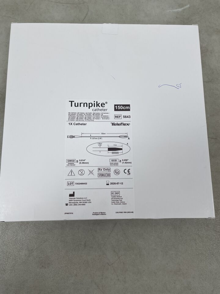 5643 - TELEFLEX - 血管解決方案 Turnpike 導管,150cm,(BX/1)-(有效期限:2026-07-12)