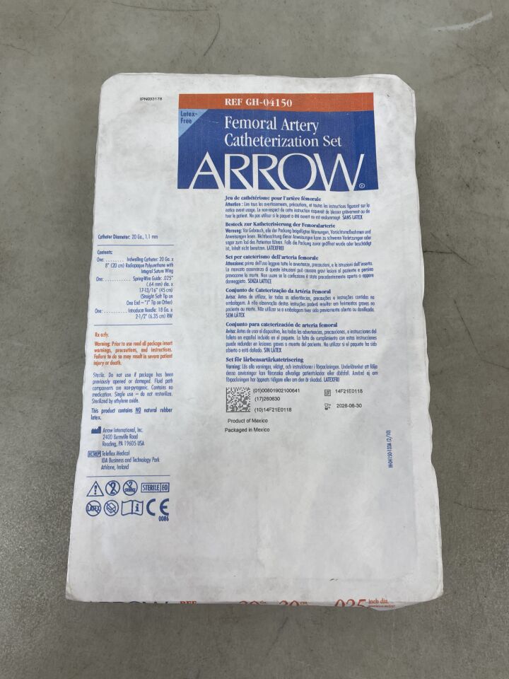 GH-04150 - TELEFLEX - Arrow 股動脈導管套裝 20G x 20cm,(EA)-(有效期限至:2026-06-30)