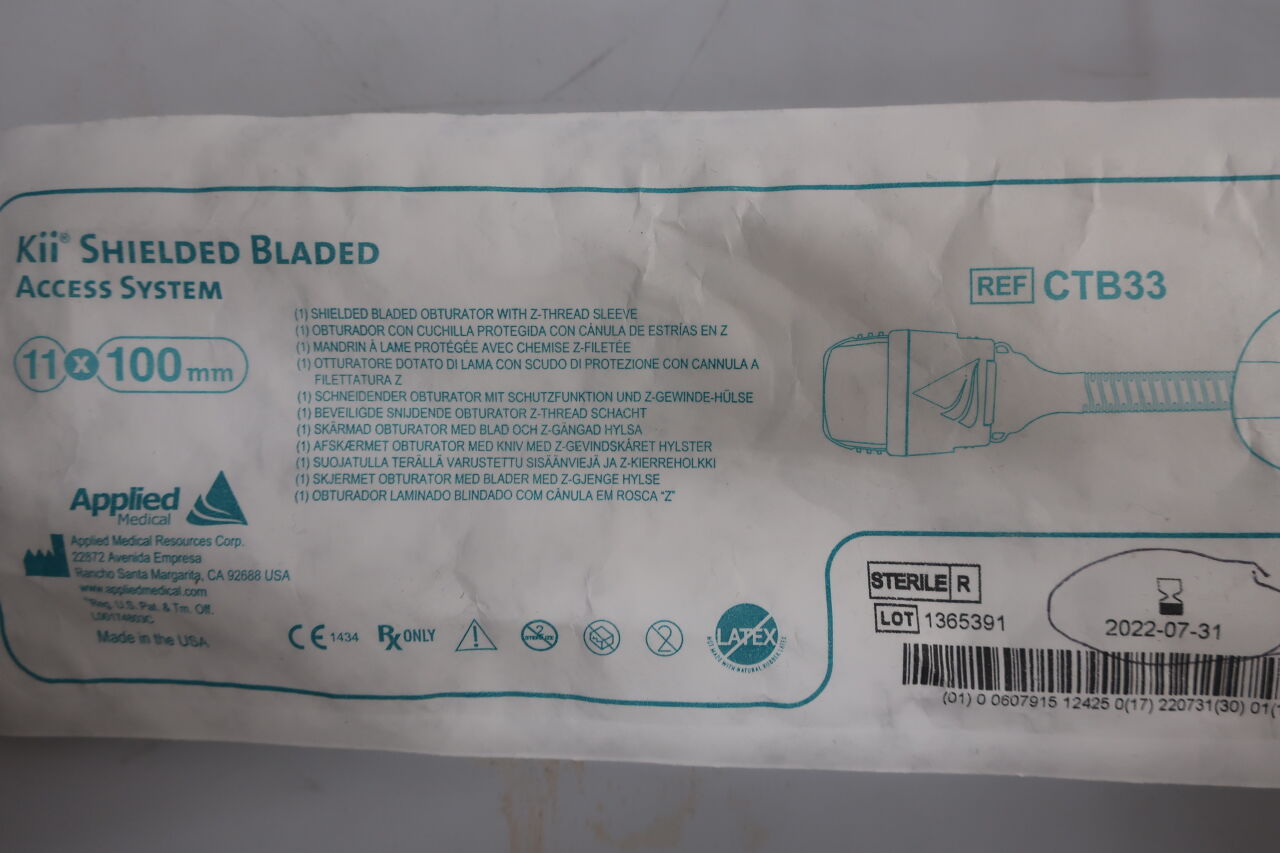 CTB33 - APPLIED MEDICAL RESOURCES - Kii Z-Thread Shielded Bladed Access System, 11 x 100 mm, (EA) - ( Expiry Date: 2024-11-03 )