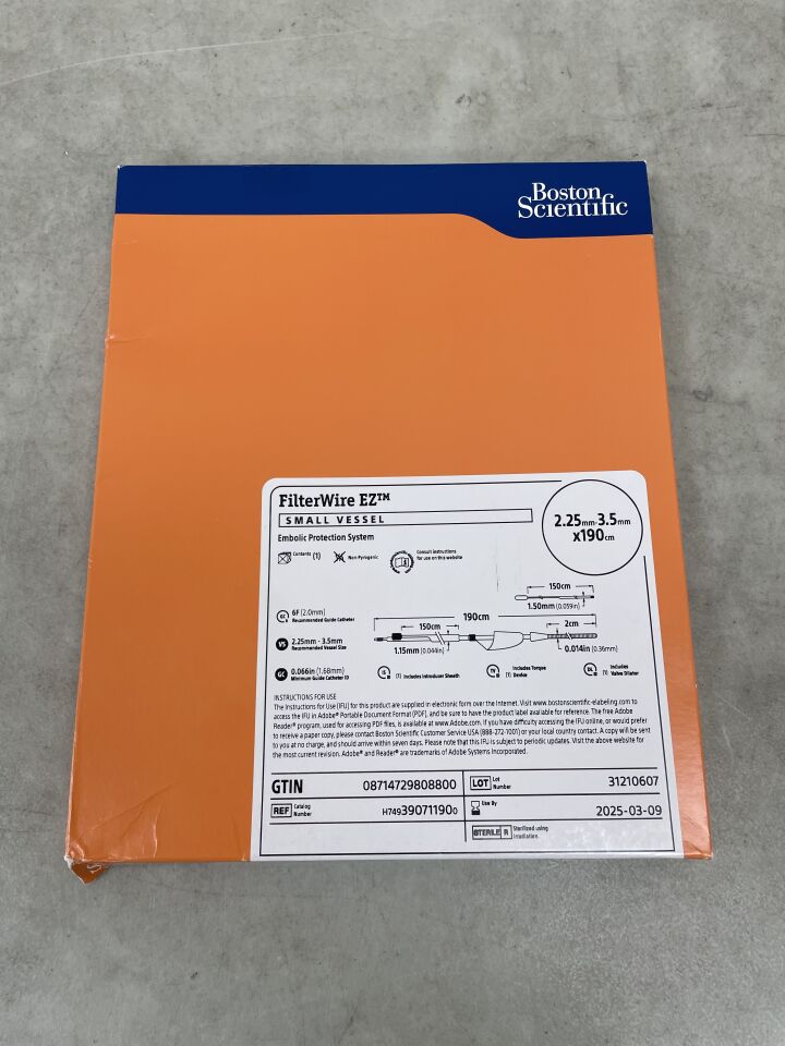 39071190 - BOSTON SCIENTIFIC - FilterWire EZ Embolic Protection System - Small Vessel - 2.25mm-3.5mm x 190cm, (BX/1) - ( Expiry Date: 2025-03-09 )