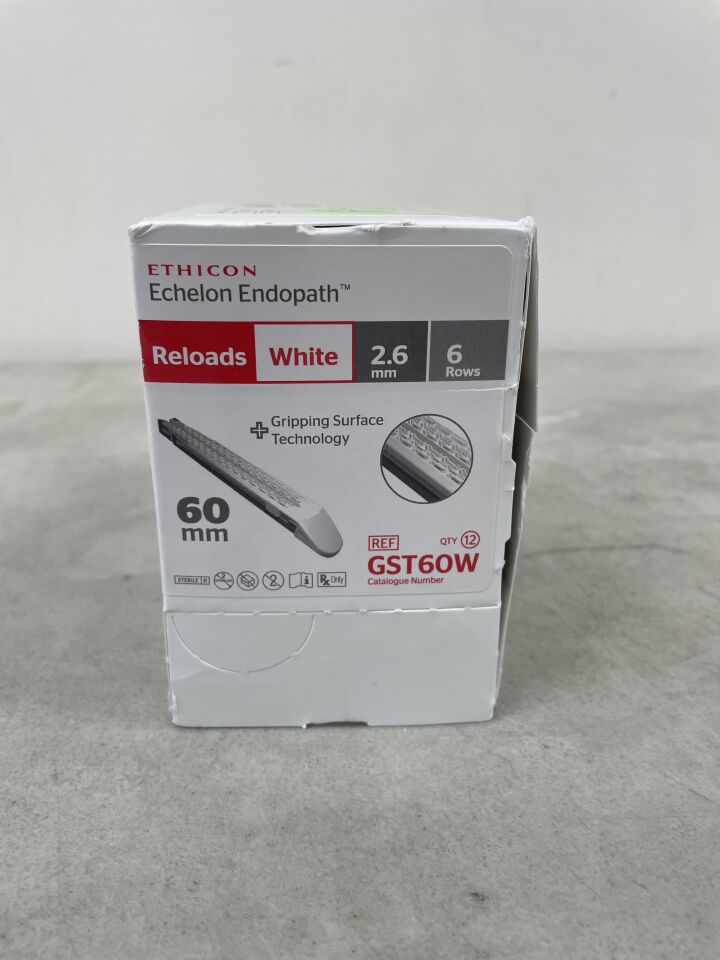 GST60W - ETHICON - Echelon Endopath Stapler Reload with Gripping Surface Technology, White, 2.6 Open x 1 mm Closed Height, (BX/12) - ( Expiry Date: 2025-05-31 )