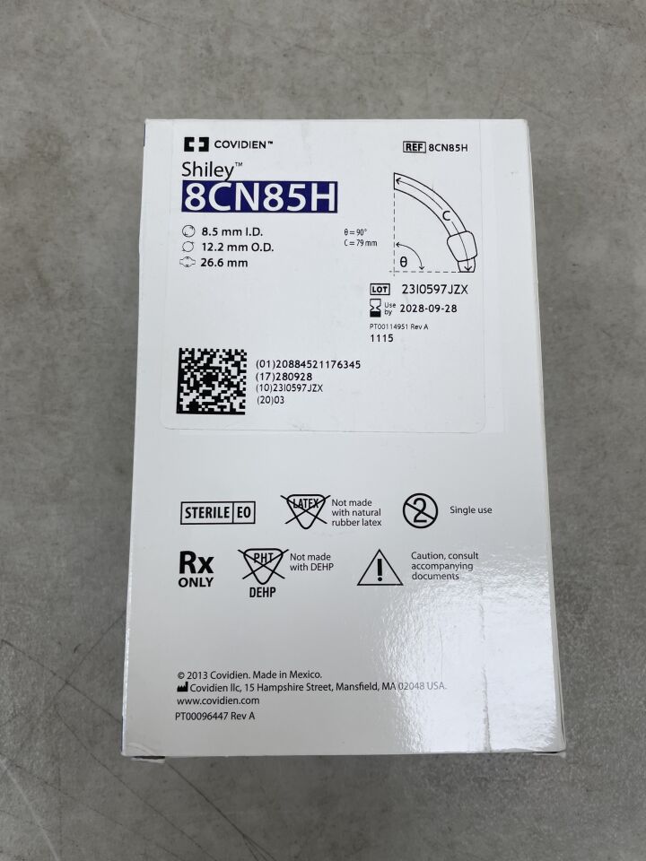8CN85H - COVIDIEN - Shiley Flexible Tracheostomy Tube w/TaperGuard Cuff, DIC 8.5mm , ( BX/1 ) - ( Expiry Date : 2028-09-28 )