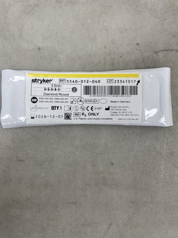 5540-012-040 - STRYKER - S2 Diamond Round Bur 4.0mm , ( EA ) - ( Expiry Date : 2028-12-01 )