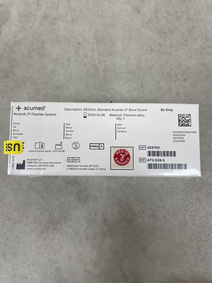 AT2-S28-S - ACUMED - Acutrak 2 Headless Compression Bone Screw, 28mm, (BX/1) - ( Expiry Date: 2024-10-08 )