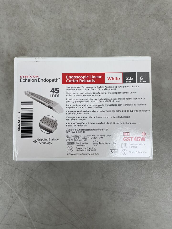 GST45W - ETHICON - Echelon Endopath Stapler Reload with Gripping Surface Technology, White, 2.6 Open x 1 mm Closed Height, (BX/12) - ( Expiry Date: 2025-01-31 )