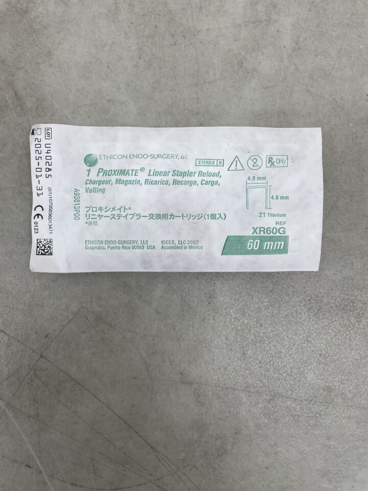 XR60G - ETHICON - Proximate Reloadable Staplers Cartridge, Green, For TX60 30 mm Linear Stapler, (EA) - ( Expiry Date: 2025-01-31 )