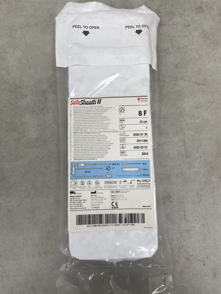 SSL8 - OSCOR - SafeSheath II Long Introducer System 8F x 23cm, (EA) - ( Expiry Date: 2025-02-01 )
