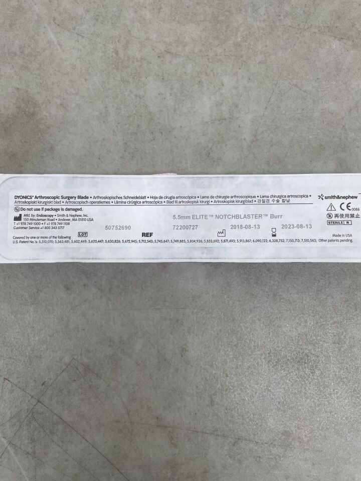 72200727 - SMITH & NEPHEW - Dyonics Elite Notchblaster Burr, 5.5 mm Head Diameter, Peach Latch, (EA)