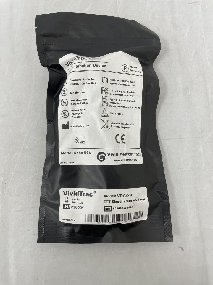 VT-A270 - VIVID MEDICAL - Adult size supports ET Tubes 7.0mm ±1.0mm · Integrated ET Tube, (EA) - ( Expiry Date: 2025-01-01 )