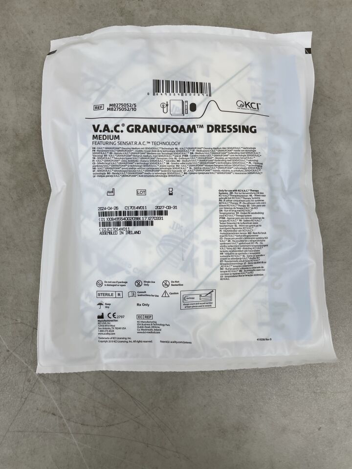 M8275052 - KCI - V.A.C. GranuFoam Medium Dressing Kit, SensaT.R.A.C, (EA) - ( Expiry Date: 2027-03-31 )
