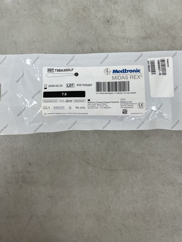75BA30DLF - MEDTRONIC - Midas Rex Legend, Ball Diamond Fine Long 7.5cm, 3mm , ( EA ) - ( Expiry Date : 2026-02-23 )