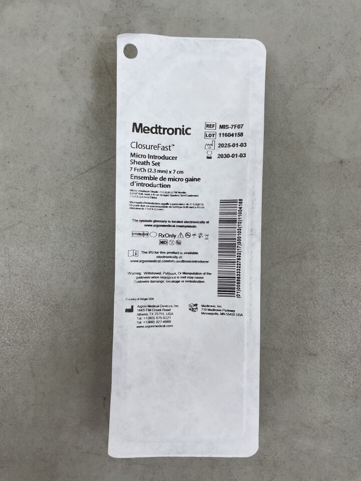 MIS-7F07 - MEDTRONIC - ClosureFast Micro Introducer Sheath Set 7F x 7cm , ( EA ) - ( Expiry Date : 2030-01-03 )
