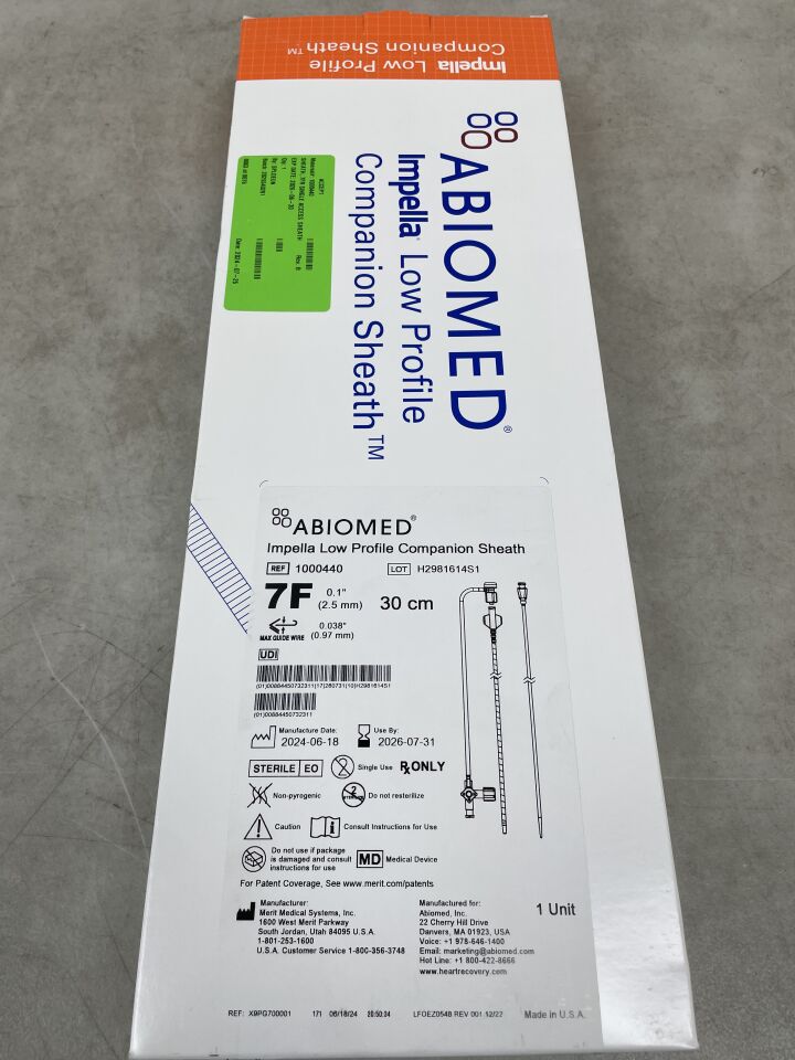1000440 - MERIT MEDICAL - Impella 低輪廓伴侶套 - 7Fr x 30cm,(BX/1)-(有效期至:2026-07-31)