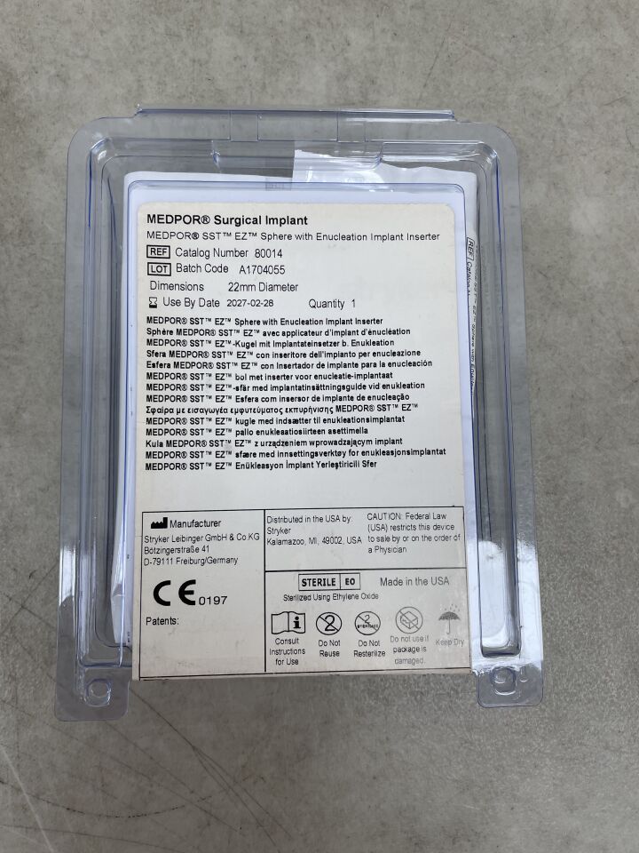 80014 - STRYKER - Medpor Smooth Surface Tunnel (SST-EZ) Sphere 22mm , ( EA ) - ( Expiry Date : 2027-02-28 )