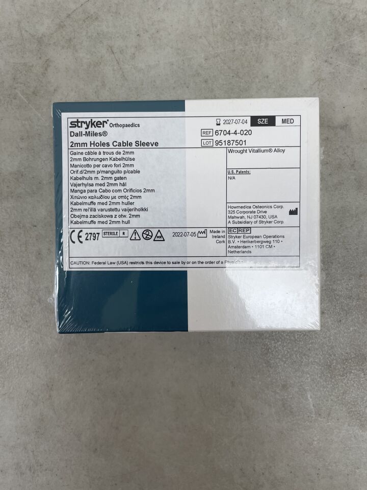 6704-4-020 - STRYKER - Dall-Miles Medium Vitallium Cable Sleeve (For Use with 2.0mm Cable) , ( BX/1 ) - ( Expiry Date : 2027-07-04 )