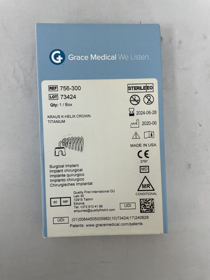 756-300 - GRACE MEDICAL - Kraus K-Helix Crown - Titanium - Surgical Implant #N1, (BX/1) - ( Expiry Date: 2024-02-28 )