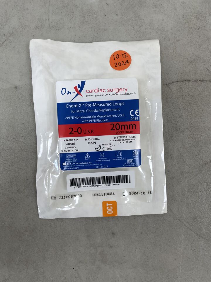 CXL-20-1812-20 - ON-X LIFE TECHNOLOGIES - 2-0 Artivion On-X Chord-X ePTFE Pre-Measured Loops for Mitral Chordal Replacement w/Pledgets 20mm, (EA) - ( Expiry Date: 2024-10-12 )