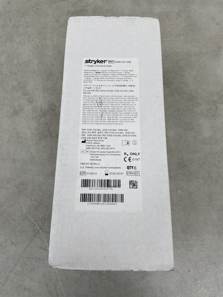 0306-331-000 - STRYKER - 11 Gauge IVAS Bevel Stylet, (BX/6) - ( Expiry Date: 2025-06-01 )