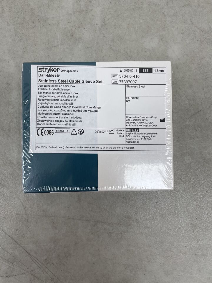 3704-0-410 - STRYKER - Dall-Miles 1.6mm SS Cable Sleeve Set, (BX/1) - ( Expiry Date: 2025-02-11 )