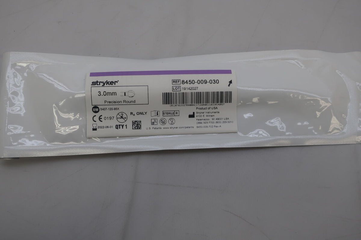 8450-009-030 - STRYKER - Precision Round Burr, 3 mm Head Diameter, 13 cm Shank Length, (EA)