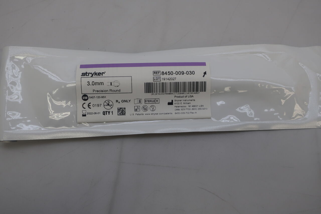 8450-009-030 - STRYKER - Precision Round Burr, 3 mm Head Diameter, 13 cm Shank Length, (EA) - ( Expiry Date: 2023-07-01 )