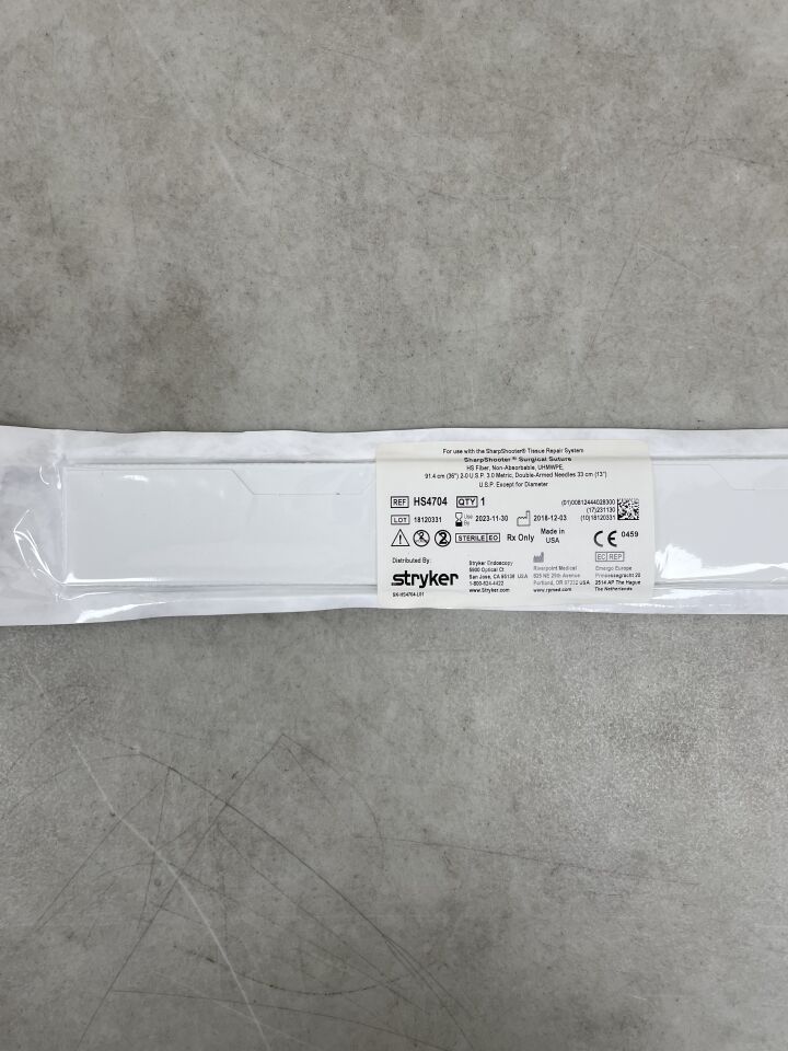 HS4704 - STRYKER - SharpShooter UHMWPE Suture 36" Double-Armed 13" Needles - Braided, High-Strength, (EA) - ( Expiry Date: 2023-11-30 )
