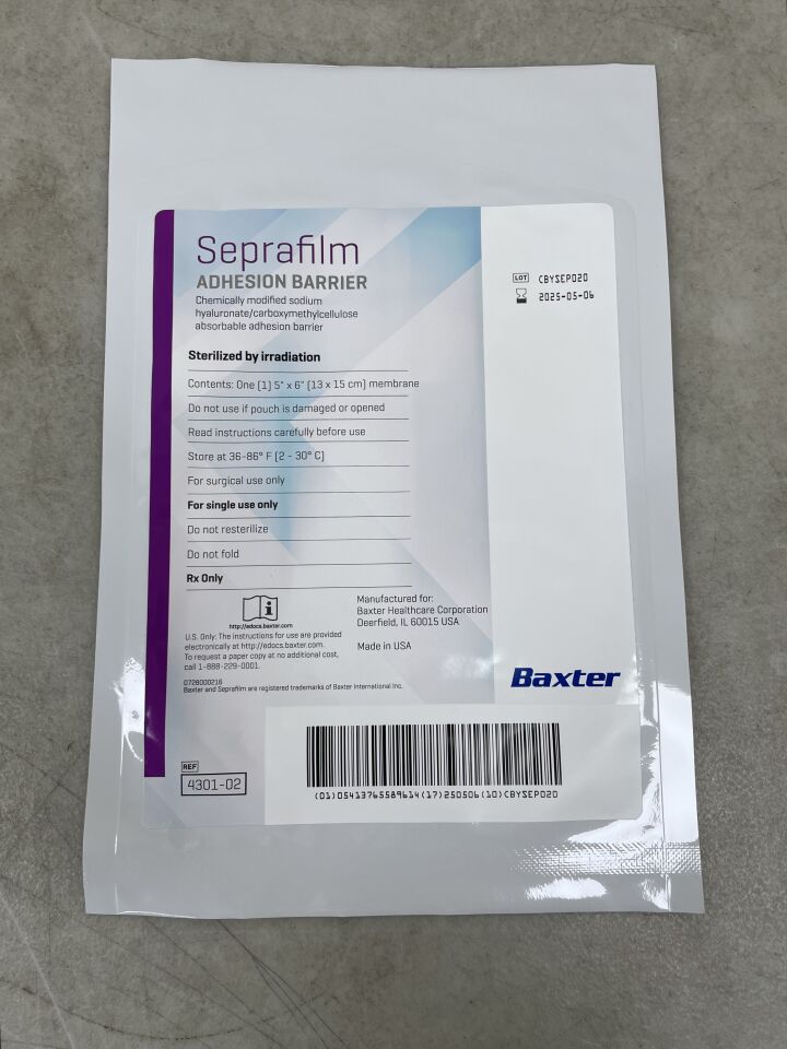 4301-02 - BAXTER - Genzyme Seprafilm Adhesion Barrier: 5" x 6", (EA) - ( Expiry Date: 2025-05-06 )