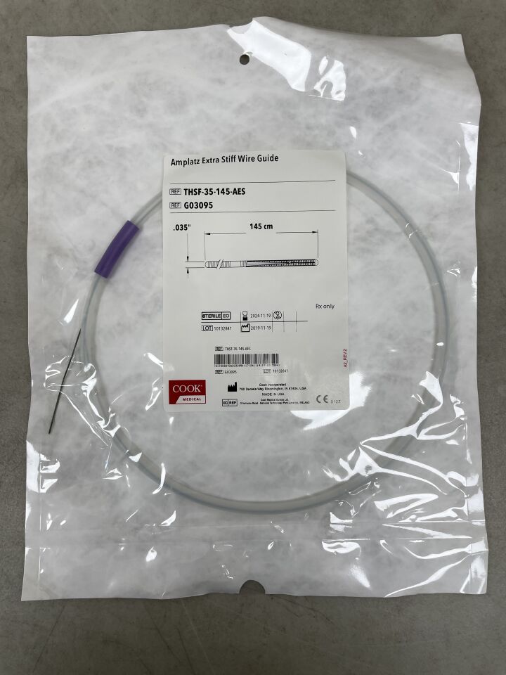 G03095 - COOK - Amplatz Extra Stiff Wire Guide - THSF-35-145-AES - .035" x 145cm, (EA) - ( Expiry Date: 2024-11-19 )