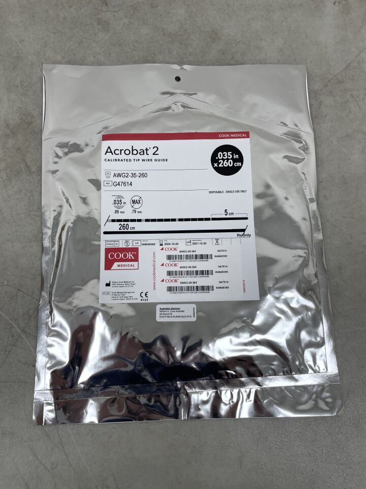 G47614 - COOK - Acrobat 2 Calibrated Tip Wire Guide 0.035" x 260cm, Straight, () - ( Expiry Date: 2024-12-20 )