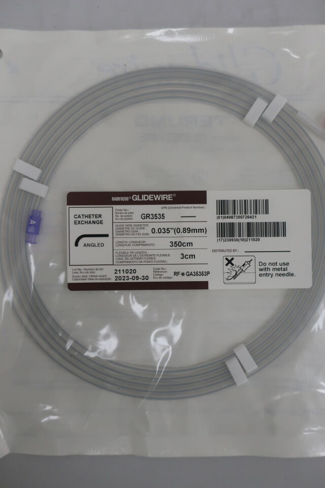 GR3535 - TERUMO - glidewire, standard 0.035" x 350cm, 45° angle, (EA) - ( Expiry Date: 2025-02-28 )