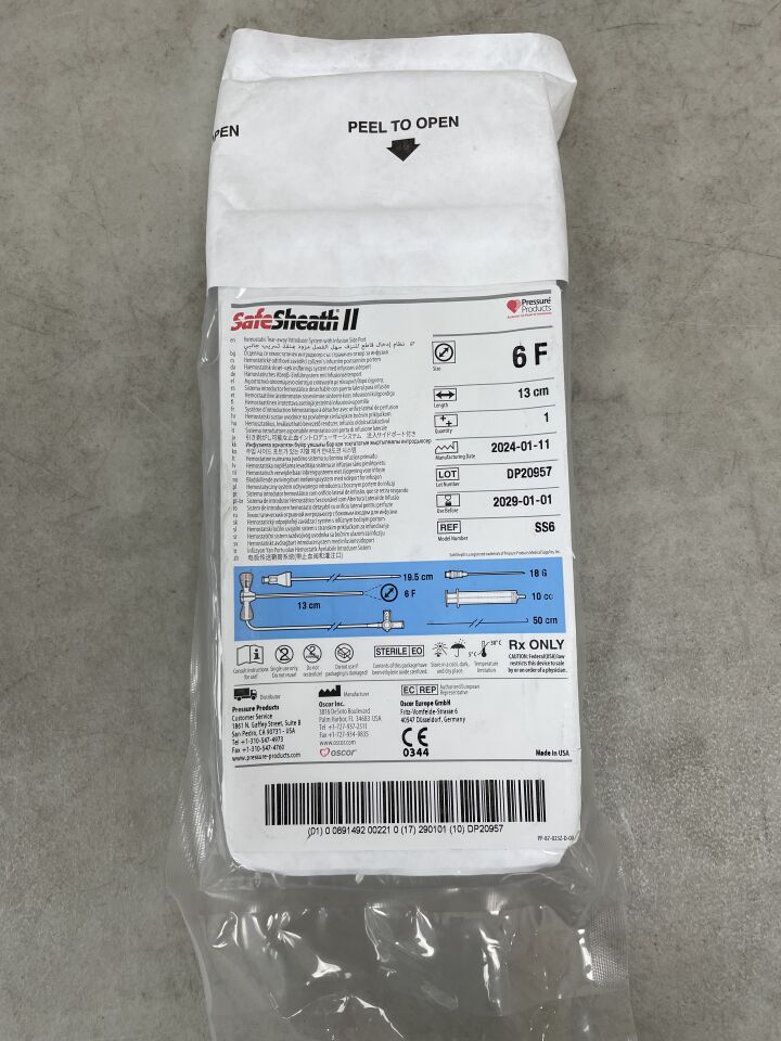 SS6 - OSCOR - SAFESHEATH II 止血撕脫式導入系統 6F 13cm,(EA)-(有效期至:2029-01-01)