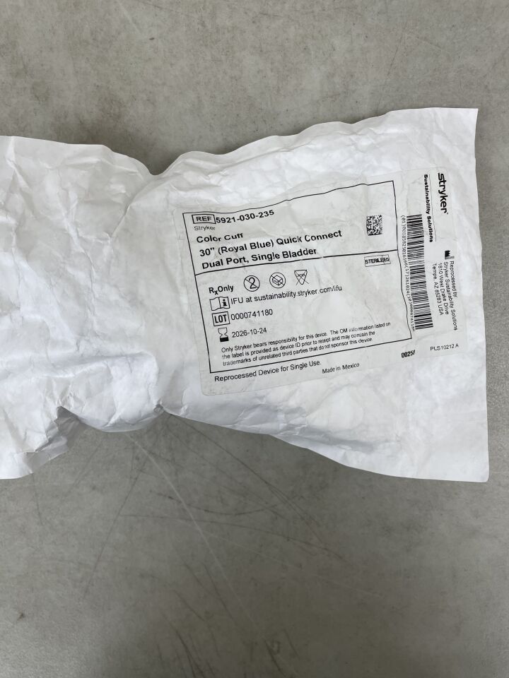 5921-030-235 - STRYKER - Color Cuff Tourniquet Single Bladder, Dual Port, Quick 30 x 4 , ( EA ) - ( Expiry Date : 2026-10-24 )