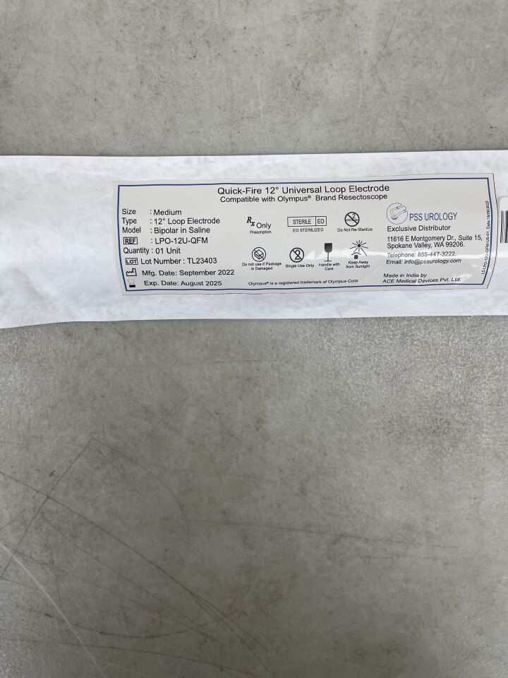 LPO-12U-QFM - ACE MEDICAL - Quick-Fire 12 Degree Universal Loop Electrode (Compatible with Olympus Resectoscopes), (EA) - ( Expiry Date: 2025-08-05 )