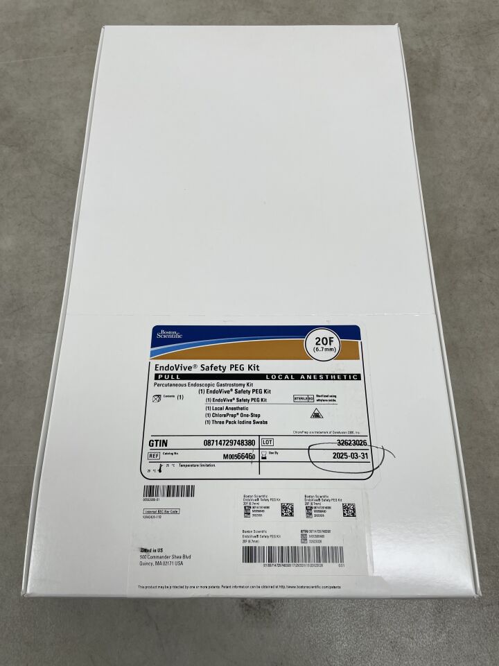 6646 - BOSTON SCIENTIFIC - EndoVive Safety PEG Kit (Percutaneous Endoscopic Gastrostomy) - Pull - Local Anesthetic - 20Fr, (BX/1) - ( Expiry Date: 2025-03-31 )