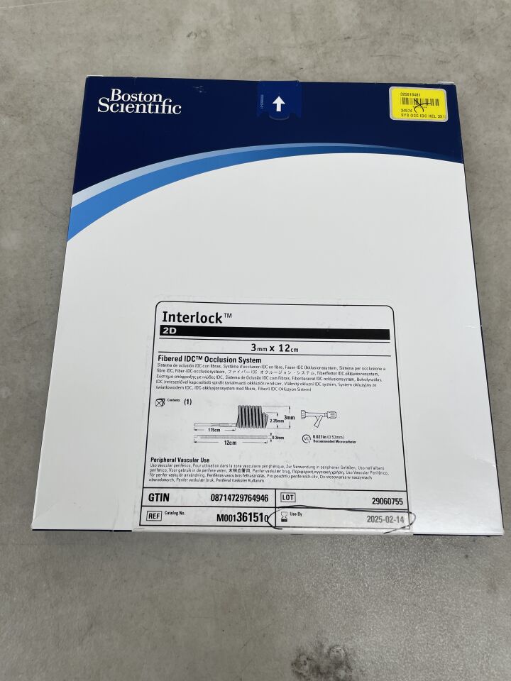 36151 - BOSTON SCIENTIFIC - Interlock 2D Fibered IDC Occlusion System - 3mm x 12cm, (BX/1) - ( Expiry Date: 2025-02-14 )
