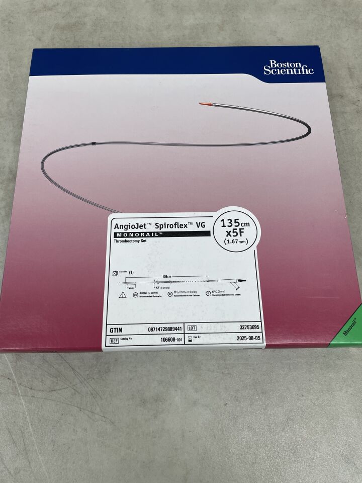 106608 - BOSTON SCIENTIFIC - AngioJet Spiroflex VG Thrombectomy Set - MONORAIL - 5Fr x 135cm, (BX/1) - ( Expiry Date: 2025-08-05 )