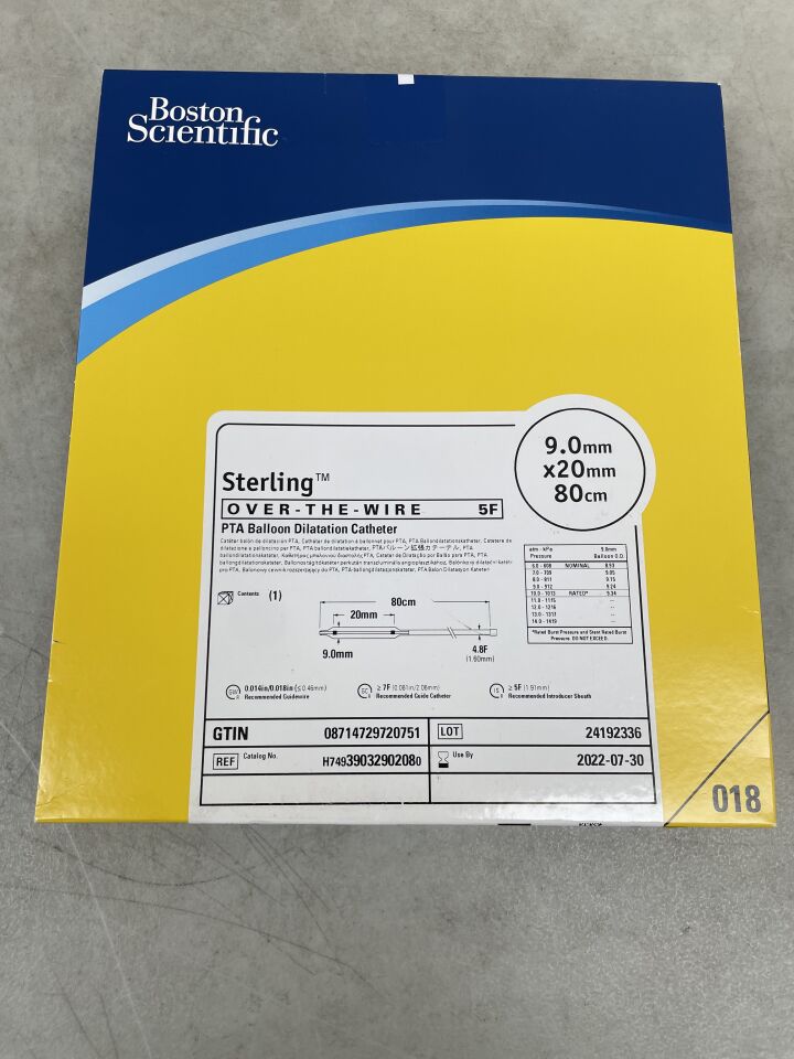 3903290208 - BOSTON SCIENTIFIC - Sterling OTW PTA Balloon Dilatation Catheter - 9.0mm x 20mm x 80cm, (BX/1) - ( Expiry Date: 2022-07-30 )