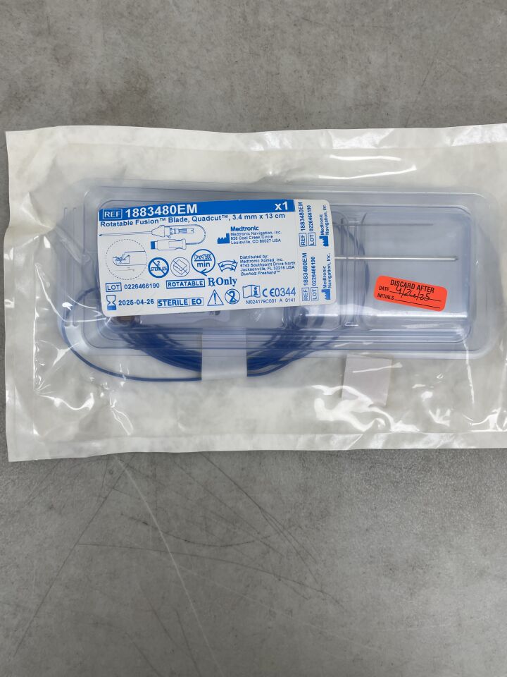 1883480EM - MEDTRONIC - Rotatable Fusion Blade, Quadcut, 3.4mm dia. x 13cm Length, with Automated EM Tracking, (EA) - ( Expiry Date: 2025-04-26 )