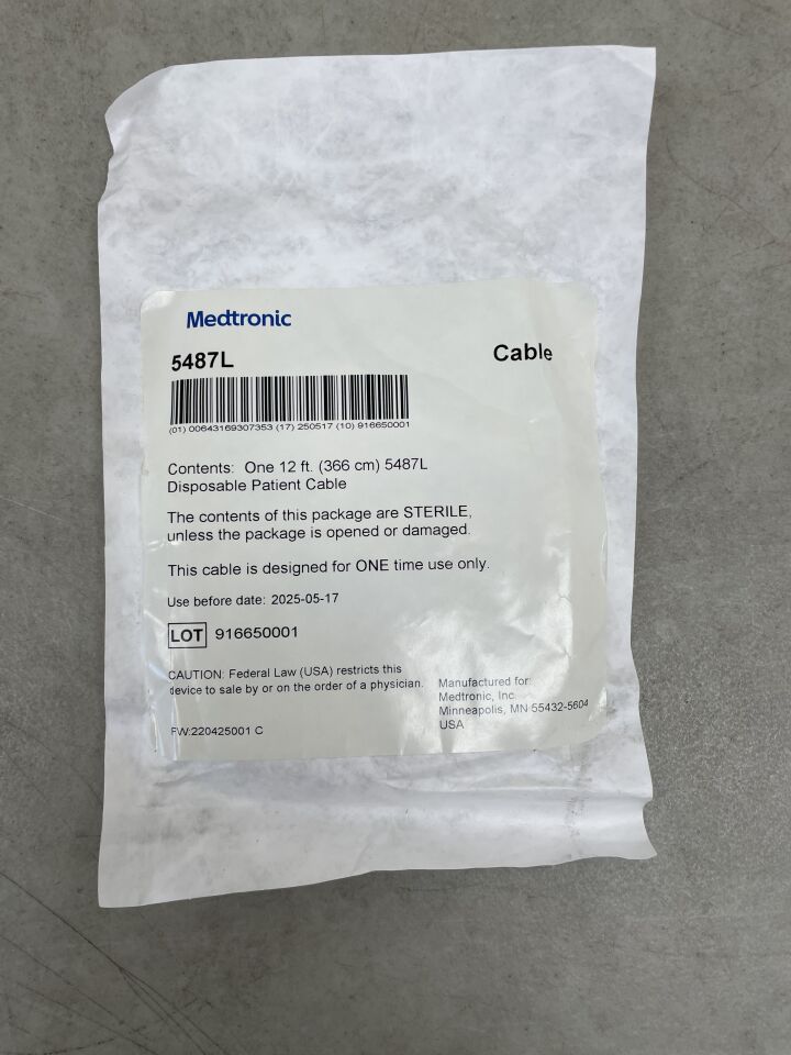 5487L - MEDTRONIC - 12' Disposable Surgical Cable, () - ( Expiry Date: 2025-05-17 )