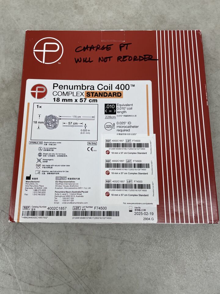4002C1857 - PENUMBRA - Coil 400 - Complex Standard - 18mm x 57cm, (BX/1) - ( Expiry Date: 2025-02-19 )