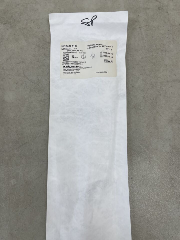 1620-1109 - MICRO-AIRE - Steinmann Pin Dual Trocar Points, 2.0mm x 229mm , ( EA ) - ( Expiry Date : 2027-02-15 )
