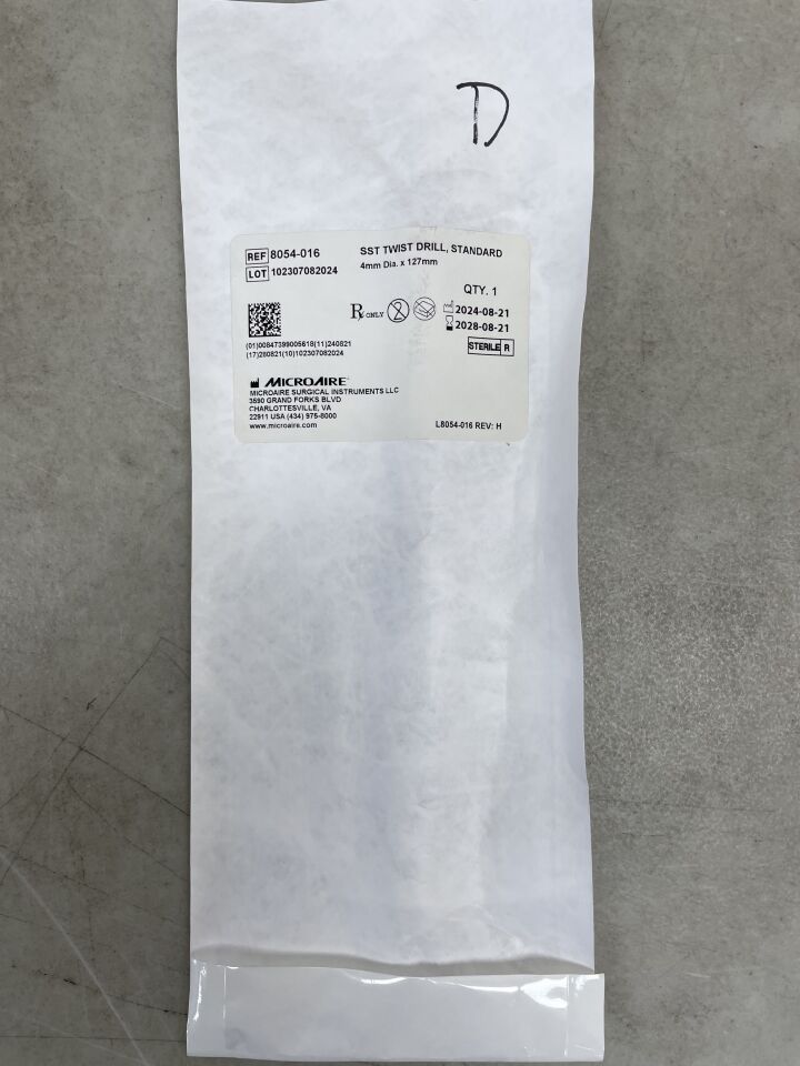 8054-016 - MICRO-AIRE - Standard Jacobs Twist Drill, 4.0 mm x 127 mm , ( EA ) - ( Expiry Date : 2028-08-21 )