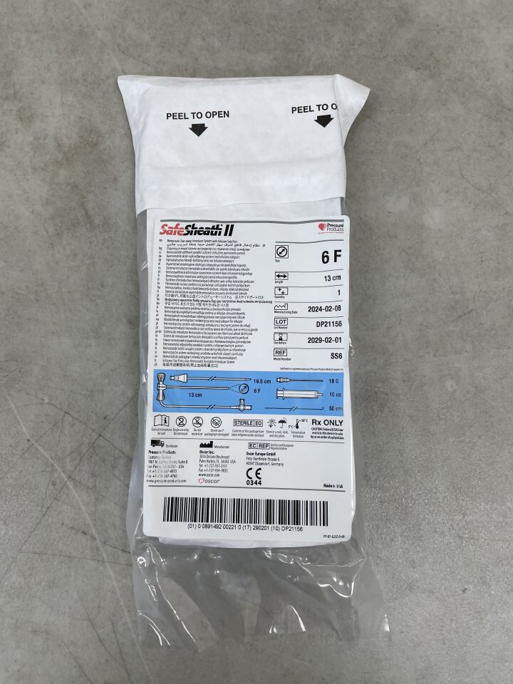 SS6 - OSCOR - SAFESHEATH II 止血撕脫式導入系統 6F 13cm,(EA)-(有效期至:2029-02-01)